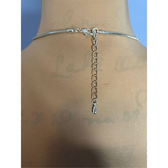 The Pearl & Stone Juniper Circles Long Multi Tone Statement Necklace. - Picture 5 of 5